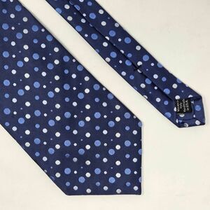 DAVID DONAHUE STERLING SILK TIE BLUE WHITE POLKA DOT SATIN LUXURY 4" X 59"
